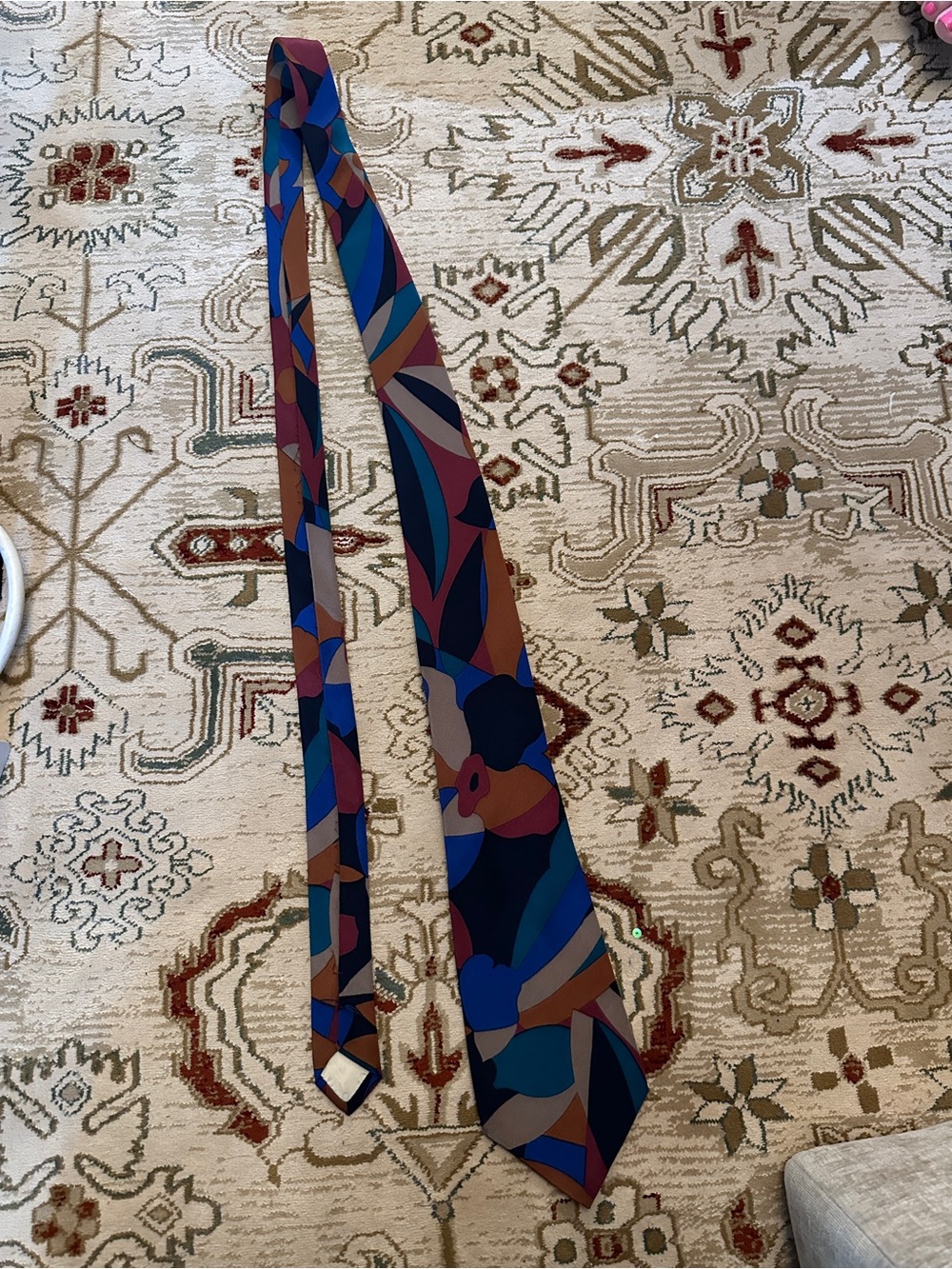 Missoni Abstract Multicolor Silk Tie in Blue, Brown, Burgundy